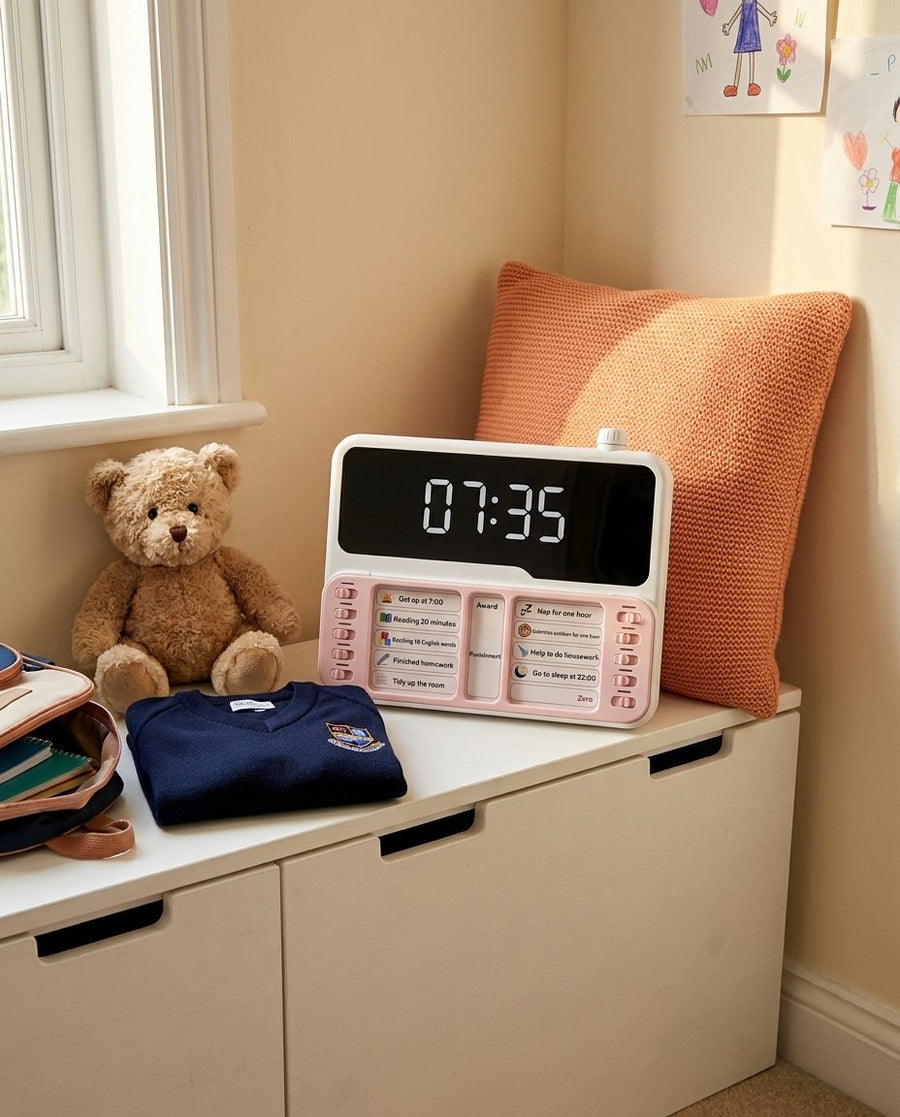 Le minuteur Hopinou rose dans une chambre